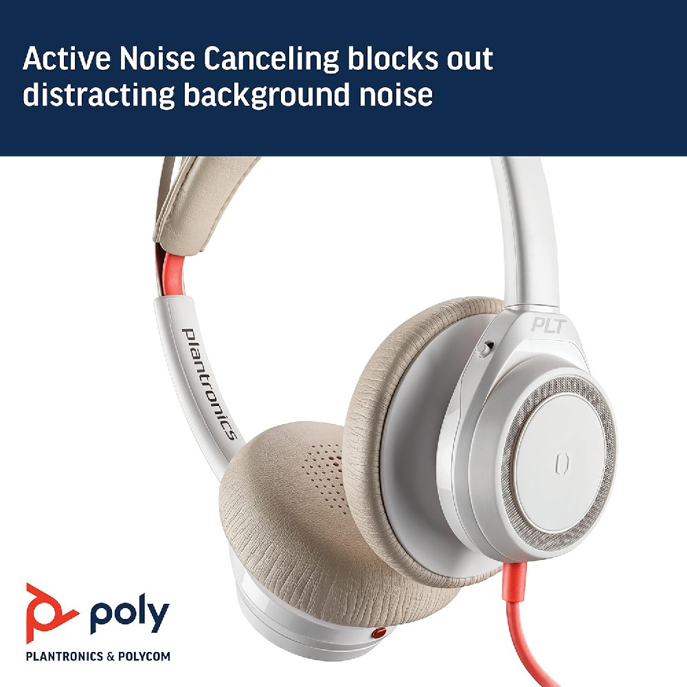 Poly Plantronics Singapore | Poly Plantronics Headsets | Poly Plantronics Blackwire  7225 Active Noise Cancelling Headset, USB-C (White) (211155-01) | HEADPHONES