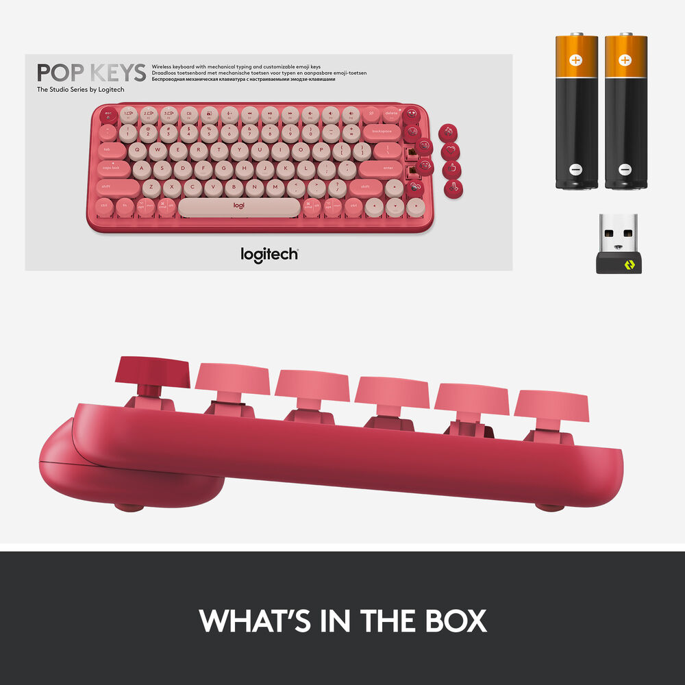 Logitech Singapore | Work From Home Equipment's | Logitech Keyboards |  Logitech Wireless Keyboards | Logitech Pop Keys | Logitech Pop Keys  Wireless Bluetooth Mechanical Keyboard, Logi Bolt USB Receiver (USB-A)  (Heartbreaker Rose) (920-010579) | HEADP