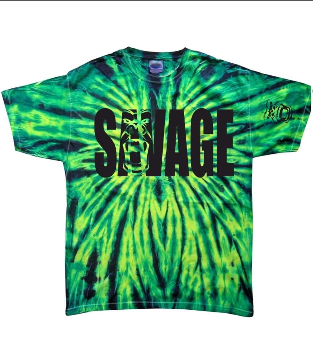 SAVAGE T-SHIRT GREEN AND YELLOW TIE DYE
