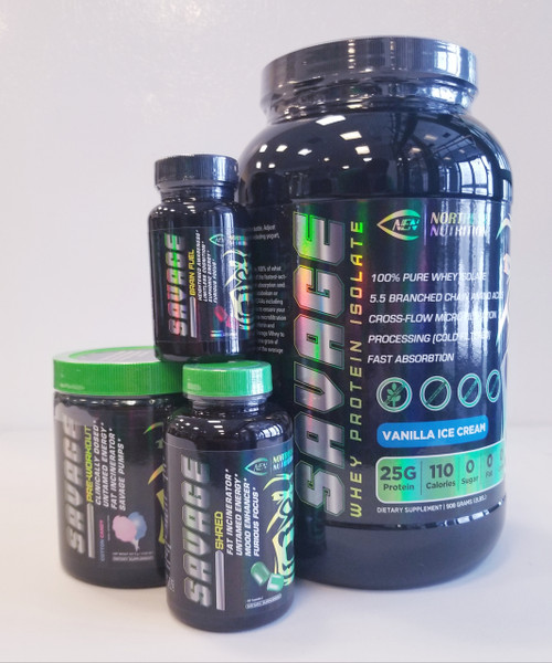 savage stack featuring out savage whey protein powder, black container green lid savage preworkout. black bottle green lid green pills fat burner savage shred.Savage Brain fuel focus pill savage stack featuring out savage whey protein powder, black container green lid savage preworkout. black bottle green lid green pills fat burner savage shred.Savage Brain fuel focus pill