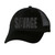 black mesh savage hat with black savage lettering.