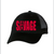 black mesh hat with red savage lettering.