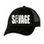 black mesh hat with white savage lettering.