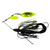 Grim Reaper Lures Mini Reaper 3/8 oz spinnerbait in 42, handmade fishing lure with double willow blades and tinsel skirt green goblin