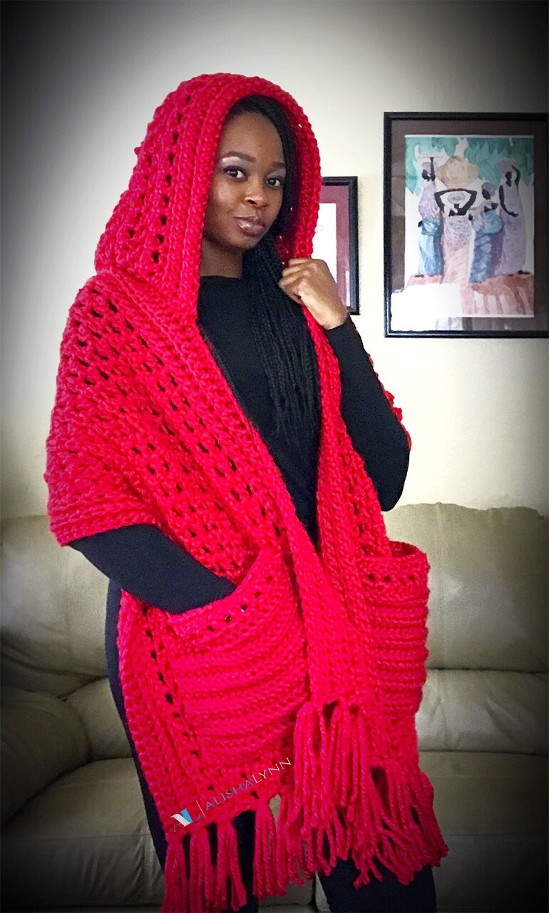 hooded pocket shawl