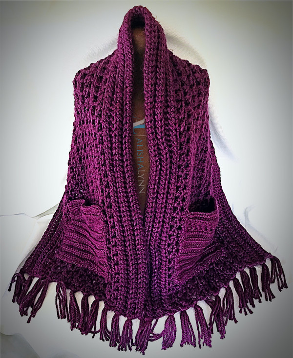 Plus Size Crochet Pocket Shawl