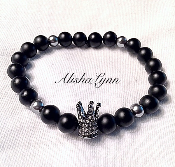 Black and silver Crowned King Bracelet Black and silver Crowned King Bracelet