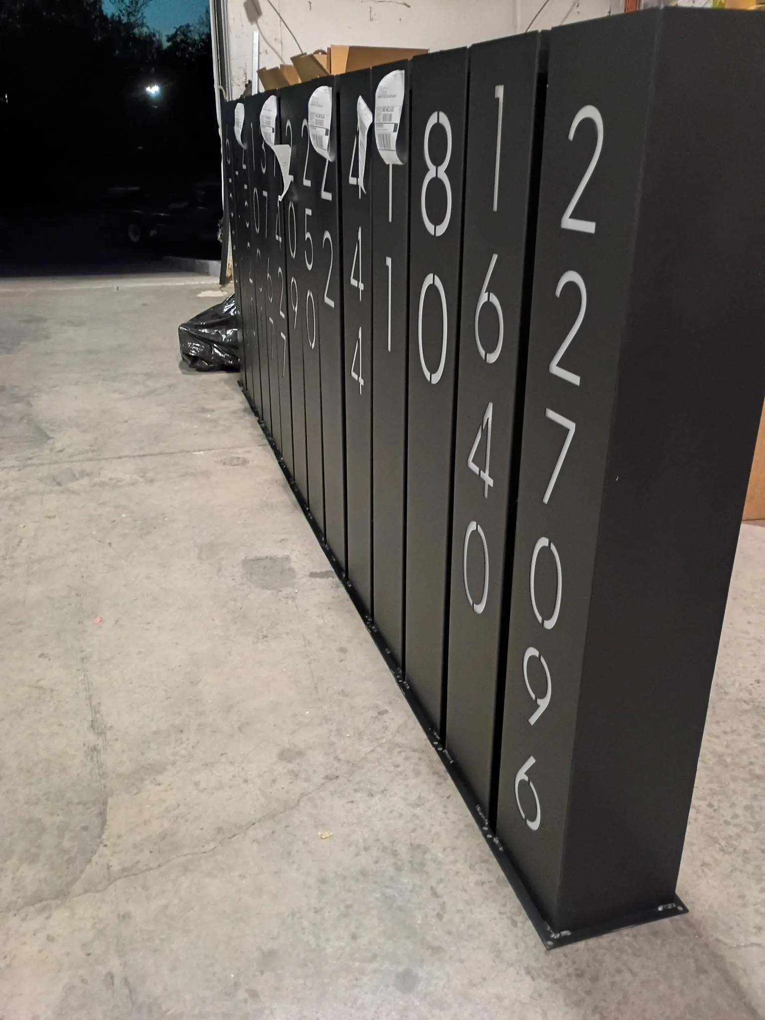 Solar Address Pillars in production at the Wetherby Ridge shop