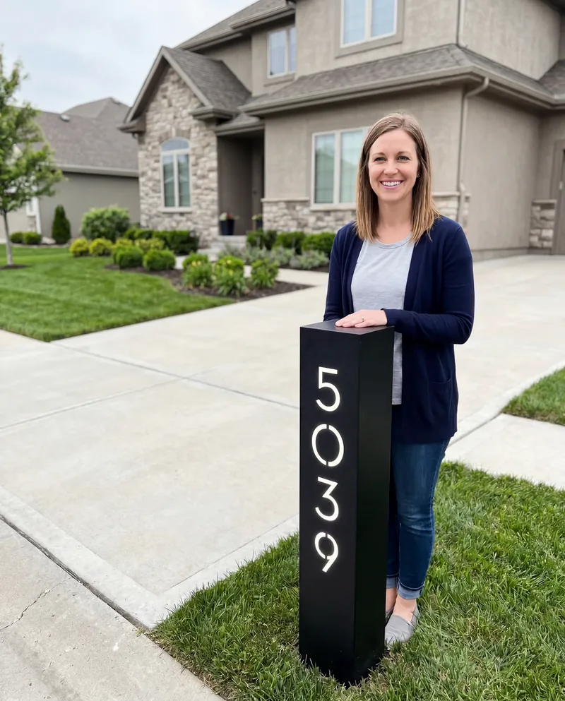 Solar Address Pillar installed at a real home