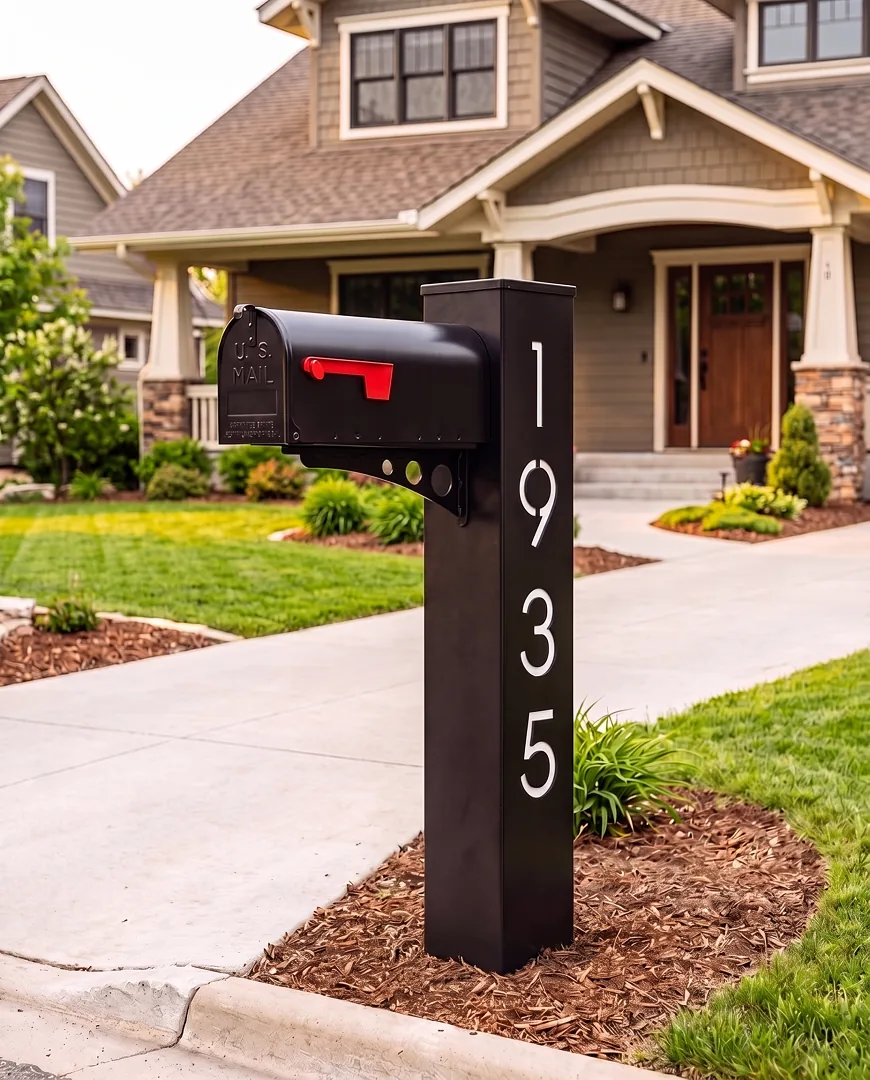 Solar Illuminated Mailbox with vertical address numbers