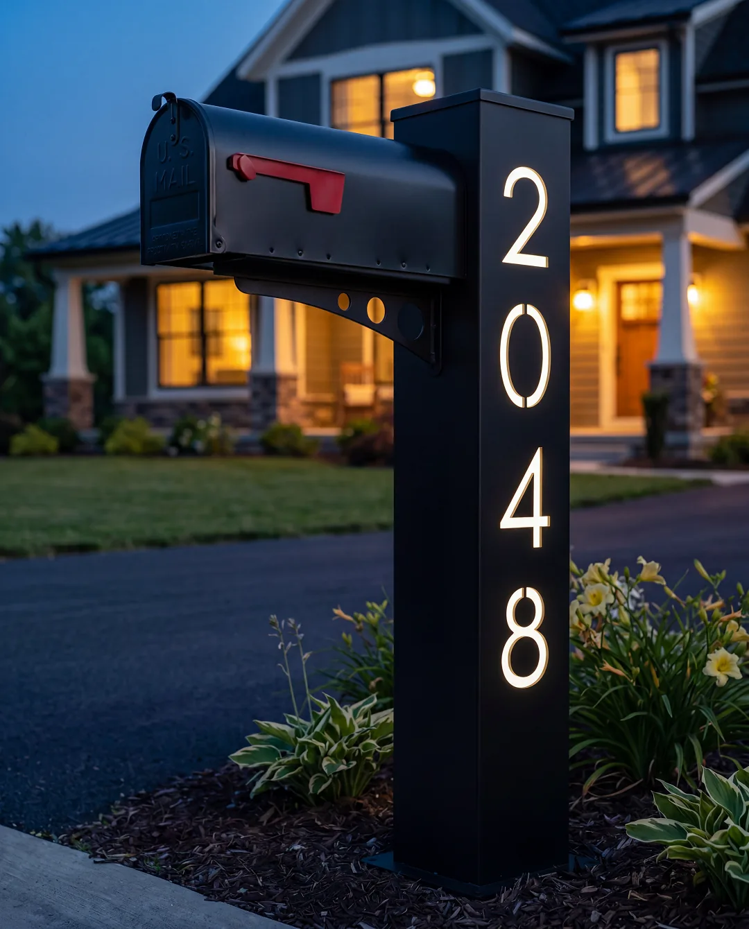 Solar Illuminated Mailbox outside a home