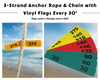 Windlass Anchor Rode 25' - 7mm/ 1/4" Stainless Steel Chain 1/2" 8-Plait Rope