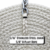 Windlass Anchor Rode 25' - 5/16" Stainless Steel Chain 5/8" 8-Plait Nylon Rope