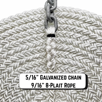 Windlass Anchor Rode 25' - 5/16" Gal G4 Chain 9/16" 8-Plait Rope