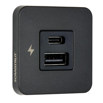Scanstrut TILE USB-A\/USB-C Interior Charging Socket - 12\/24V - Black Bezel [SC-TILE-10]