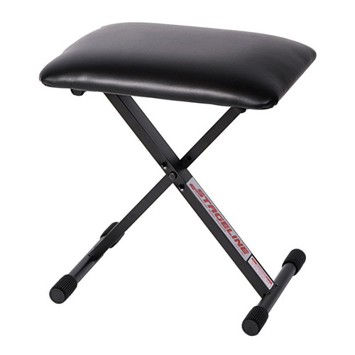 Stageline KB40 Keyboard Bench – Adjustable X-Style Padded Seat, 3 Height Settings (16″–19.75″), Durable Steel Frame, Folds Flat for Easy Storage – Black