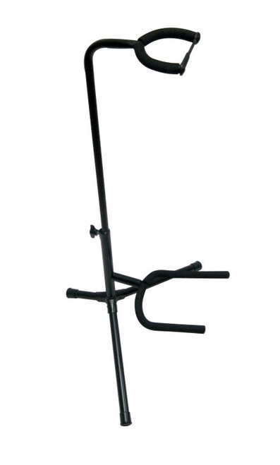 Stageline GS100B Guitar Stand – Universal Cradle for Acoustic & Electric Guitars, Adjustable Height 19″–31″, Black Finish with Rubber Padding & Security Strap