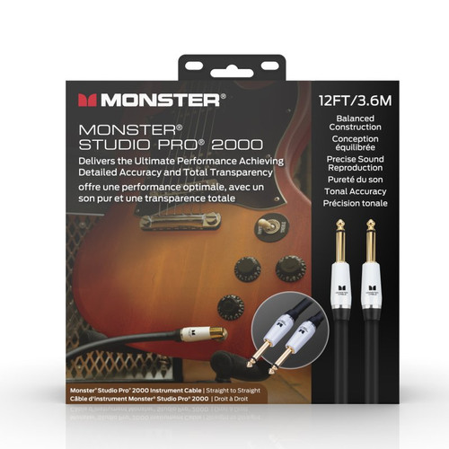 Monster SP2000-I-12WW Studio Pro Instrument Cable. 12' Straight to Straight