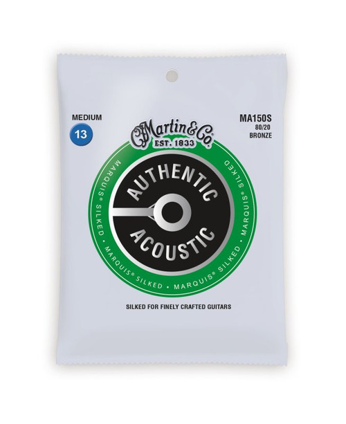 Martin MA150S Authentic Acoustic Marquis Silked 80/20 Bronze Medium Guitar Strings. 13-56