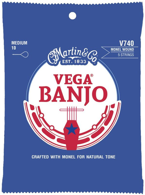 Martin V740 Vega Medium (Monel) (5 String) Banjo Strings. 10-23
