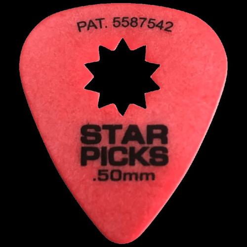 Star Picks Delrin Guitar Picks Blister Pack - .50mm Red (12 Pack)