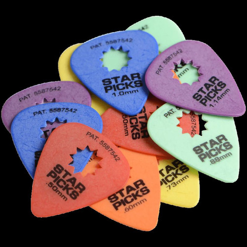 Star Picks Delrin Guitar Picks Blister Pack - Mixed Gauge (12 Pack)