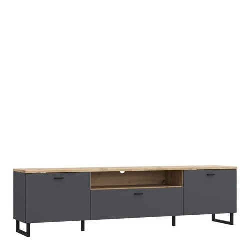 Klara TV Unit with 2 Drawers 1 Flip Door in Grey and Oak Klara TV Unit with 2 Drawers 1 Flip Door in Grey and Oak