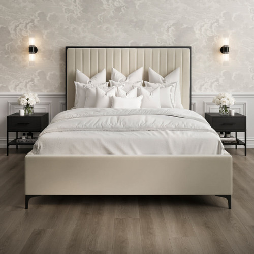 BERKELEY CREAM / BLACK DOUBLE BED
