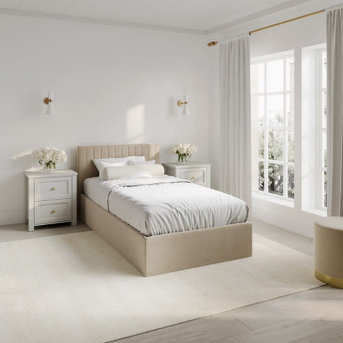BERLIN BEIGE OTTOMAN SINGLE BED