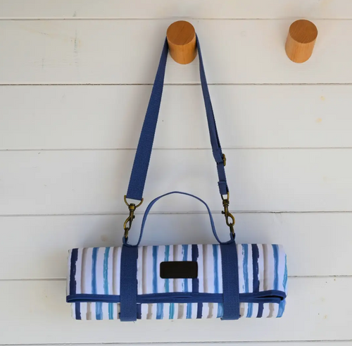 St Ives Blue and White Striped Picnic Blanket (150 X 135cm)