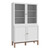 Wensley Display Cabinet with 2 Doors and 2 Glass Doors in Light Grey and Oak