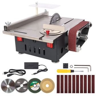 Mini Table Saw,Belt Sander, stainless steel top,4pcs Blades,10pcs Sanding Blet,7 Gear Adjustable 0-90° Angle, Available for Wood/PCB/Acrylic/Plastic,DIY Model Crafts Cutting Tool Mini Table Saw,Belt Sander, stainless steel top,4pcs Blades,10pcs Sanding Blet,7 Gear Adjustable 0-90° Angle, Available for Wood/PCB/Acrylic/Plastic,DIY Model Crafts Cutting Tool
