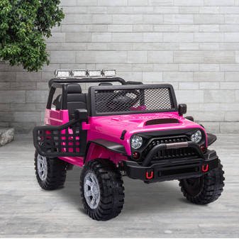 12V kids Ride On Jeep with Remote Control, Electric Car for Kids 3-8 Years, 3 Speeds, LED Lights, MP3 Player - Rose Red 12V kids Ride On Jeep with Remote Control, Electric Car for Kids 3-8 Years, 3 Speeds, LED Lights, MP3 Player - Rose Red