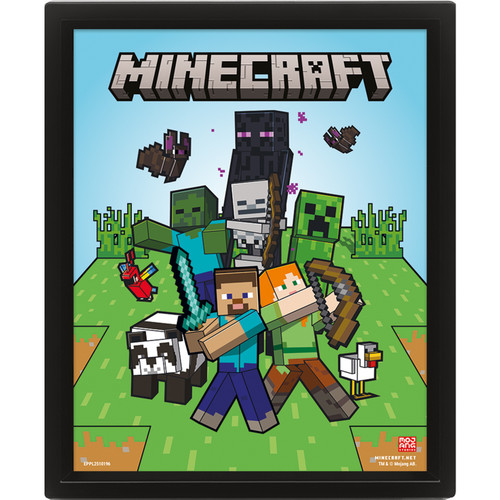 MINECRAFT (CHARACTERS) 3D LENTICULAR PRINT (FRAMED)