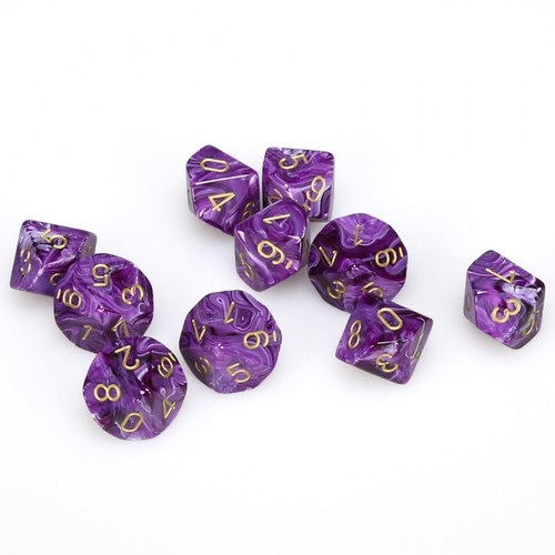 Vortex Purple W/Gold Signature Polyhedral Ten D10 Set