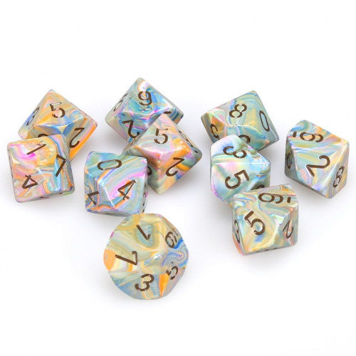 Festive Vibrant W/Brown Signature Polyhedral Ten D10 Set