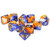 Blue-Orange W/White Gemini Polyhedral Ten D10 Set