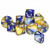 Blue-Gold W/White Gemini Polyhedral Ten D10 Set