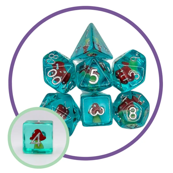 Mushroom Dark Red Cap Inclusion Dice Set
