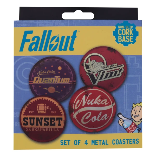 FALLOUT SET OF FOUR METAL DRINKS COASTERS