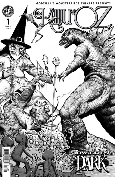 Godzilla's Monsterpiece Theatre Presents: The Kaiju of Oz John Ayala Black & White IDW Goes Dark Variant