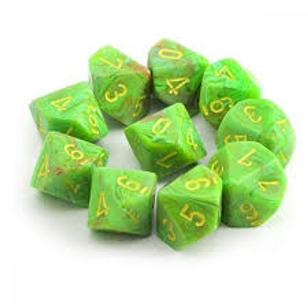 Vortex Slime/Yellow Signature Polyhedral Ten D10 Set