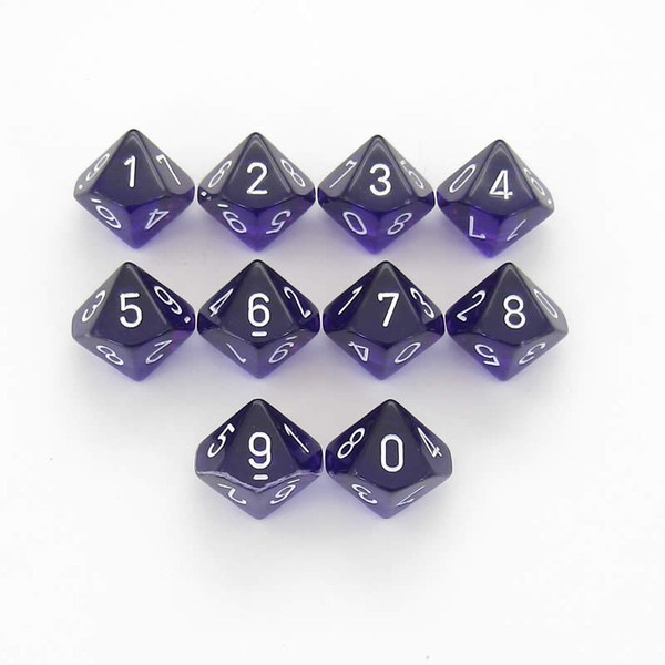 Translucent Purple/White Set Of Ten D10s