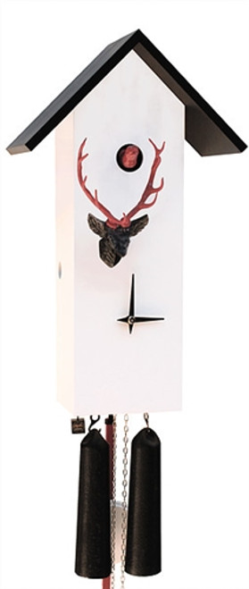 Cuckoo Clock SIMPLE LINE in white with red