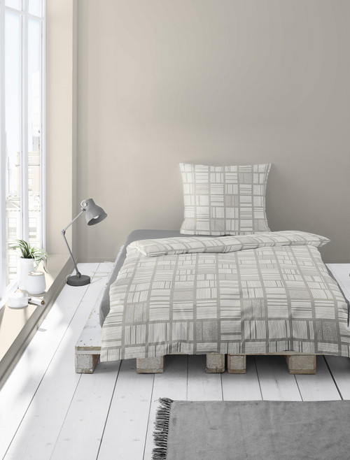 Duvet Cover Set "MODERN GRID" / greige / *NEW*
