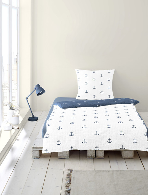 Duvet Cover Set NAUTICAL *marine seersucker cotton*