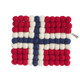 Wool Felt Ball Trivet Hot Pad *NORWEGIAN FLAG*