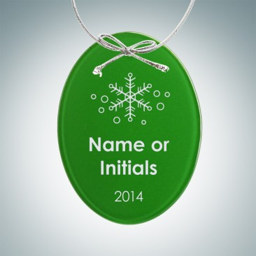 Beveled Green Oval Ornament