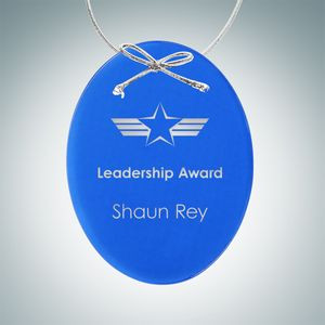 Beveled Blue Oval Ornament