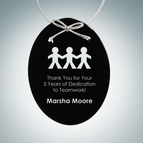 Beveled Black Oval Ornament